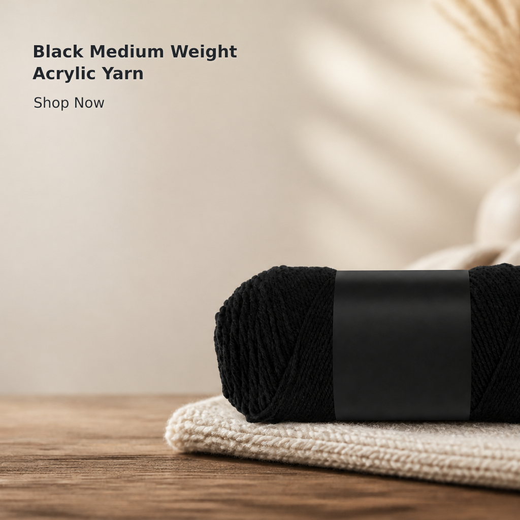 4 Medium Worsted Acrylic Yarn – Black