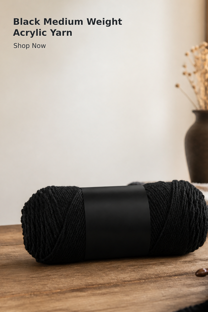 4 Medium Worsted Acrylic Yarn – Black